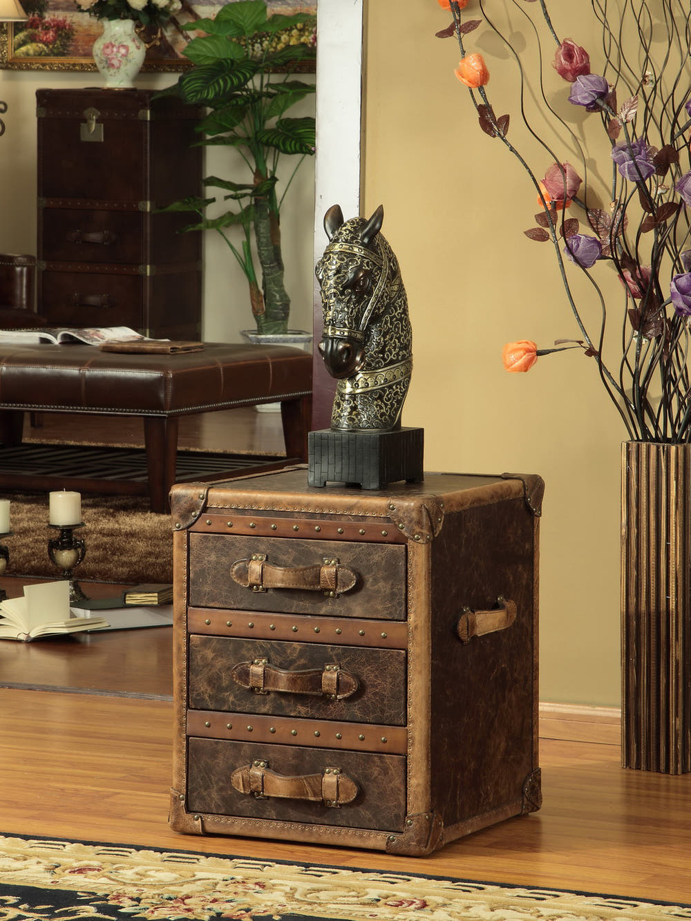 Leather Side Tables with Storage