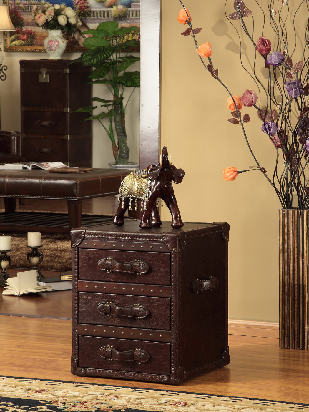 Leather Side Tables with Storage