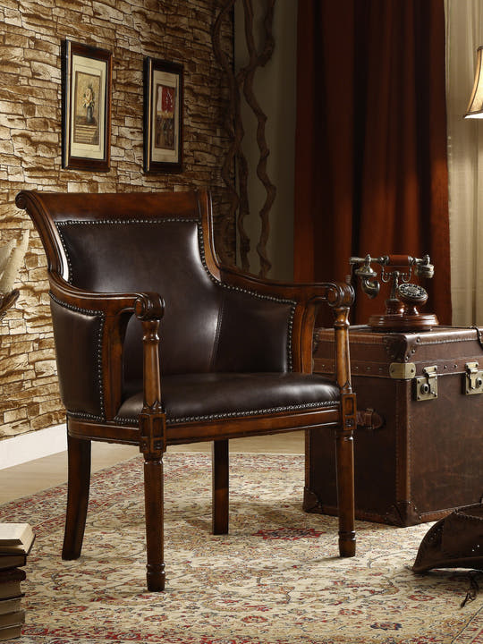 Washington LH38252 Classic Wooden Leather Chair