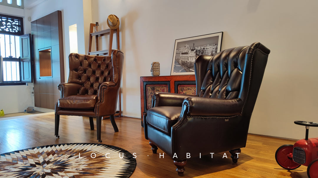 Bison Brown High Back Wing Chair
