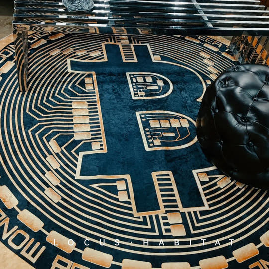 Bitcoin floor mat. Imagine you are literally on top of Ethereum. Be in control. Introducing our Ethereum floor mat that glitters under the sun, reflective, gold, stunning.