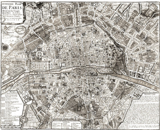 MAP OF PARIS 1700 RUGS