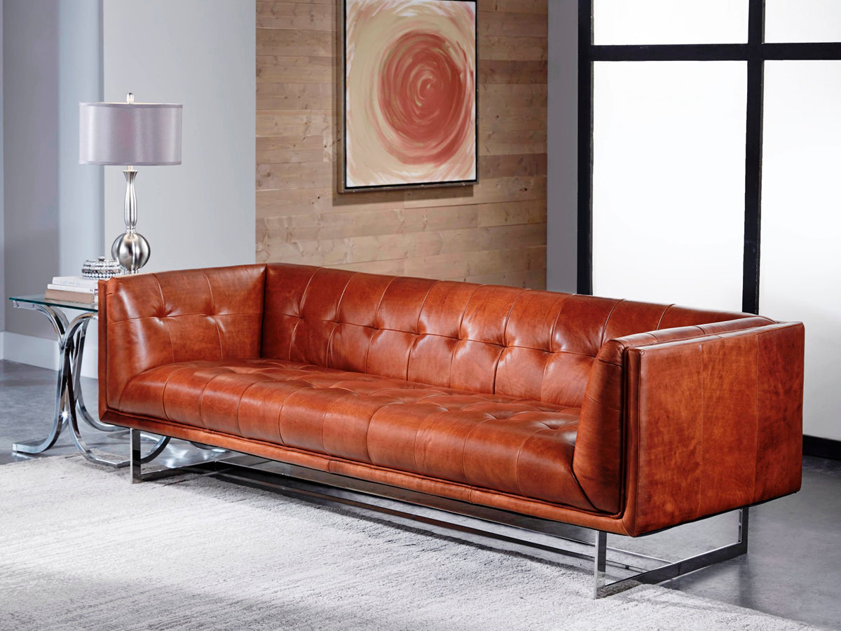 Brown Leather Couch Sofa Set