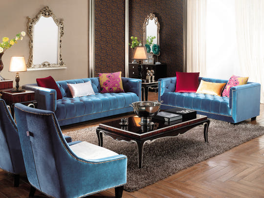 Blue Velvet Sofa 