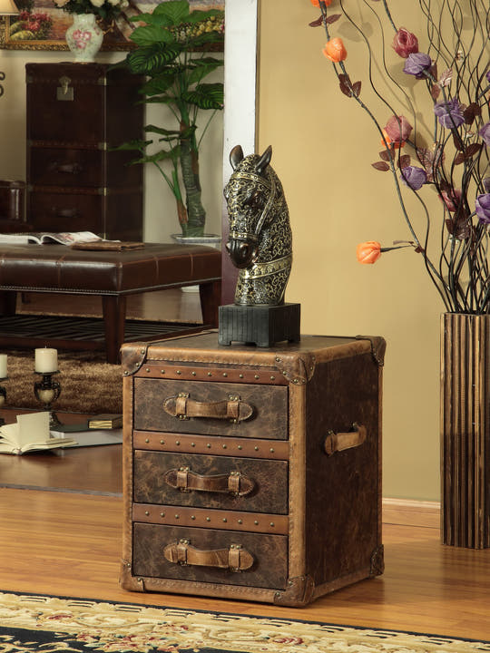 Leather Side Tables with Storage