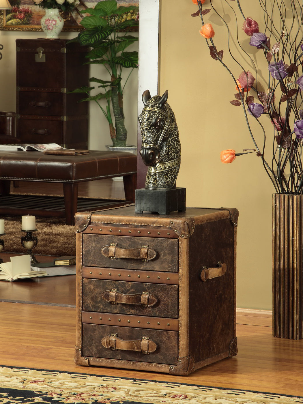 Leather Side Tables with Storage