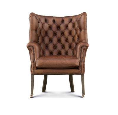 Brown Bison High Back Wing Chair