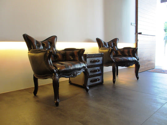 Classic Wooden Armchairs With Side Table