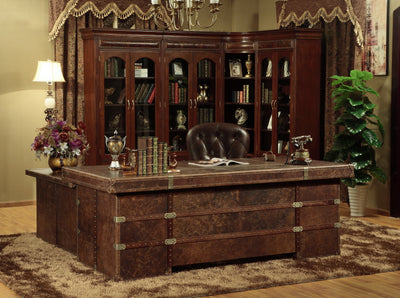 Director Desk In Antique Leather Finishing