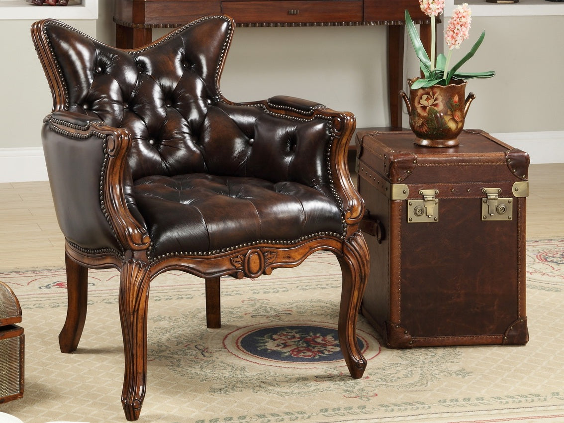 LH3815 Classic Wooden Leather Armchair