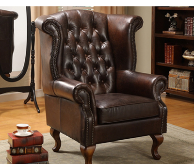 The President Chair - Wingback Chair Chesterfield Leather Armchair. 