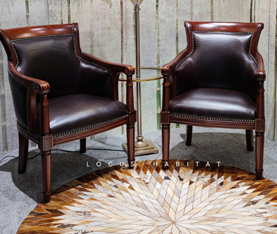 ST3825 Classic Wooden Leather Chair