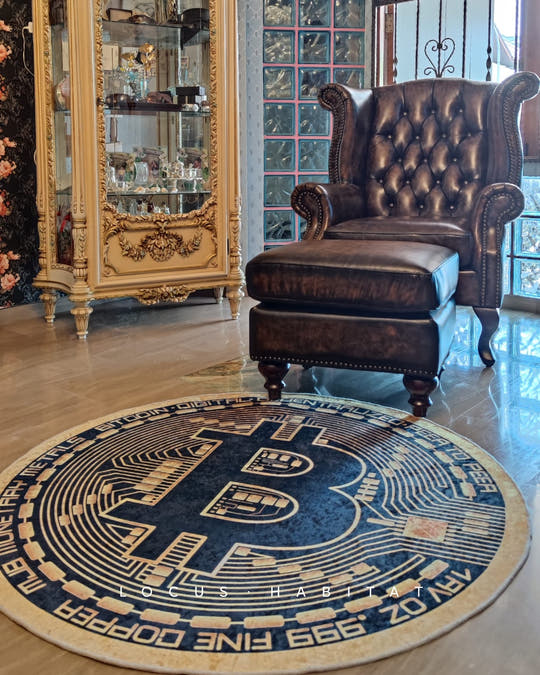 Bitcoin accessories. Imagine you are literally on top of Ethereum. Be in control. Introducing our Ethereum floor mat that glitters under the sun, reflective, gold, stunning. 